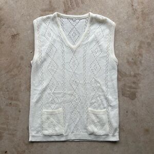Unisex Cream vintage style sweater vest